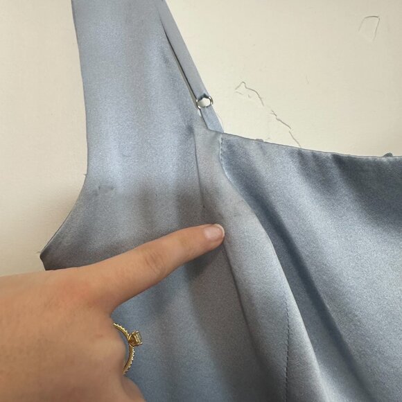 Reformation | NWT 100% Silk Solay Maxi Slit Sleeveless‎ Dress in Mineral Blue - Picture 12 of 12